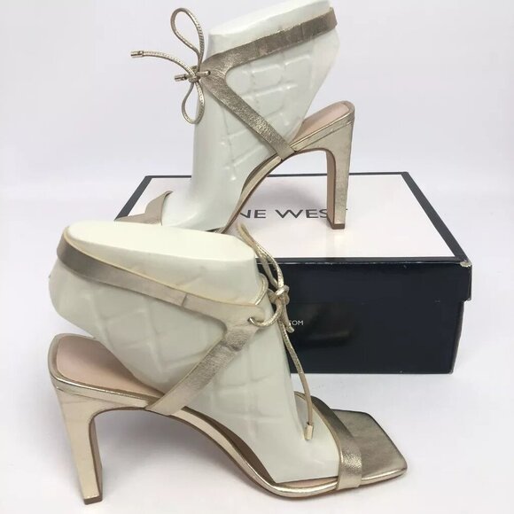 Nine West Womens Longitano Dress Sandals Gold Metallic 7.5M - Picture 2 of 7